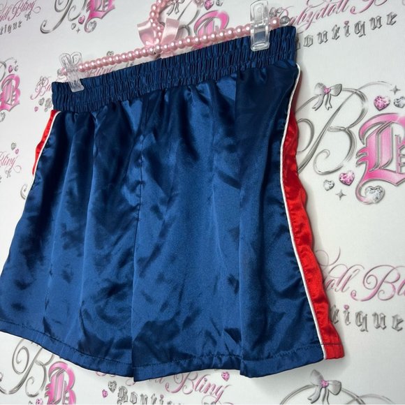 Disney shorts silky satin nautical Mickey mouse embroidery bottom leg slits - Picture 6 of 7